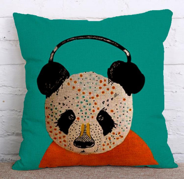 Cushion Cover SET Cotton Linen Throw Pillow, Panda - LiYiFabrics