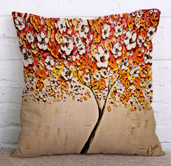 Cushion Cover SET Cotton Linen Throw Pillow,Trees - LiYiFabrics