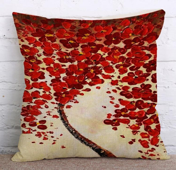 Cushion Cover SET Cotton Linen Throw Pillow, Flower Trees - LiYiFabrics