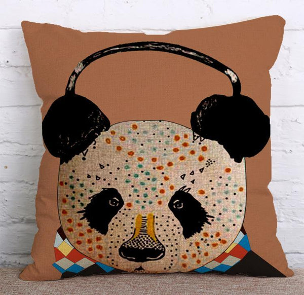 Cushion Cover SET Cotton Linen Throw Pillow, Panda - LiYiFabrics