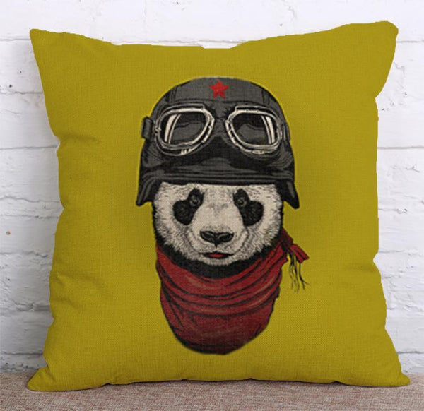 Cushion Cover SET Cotton Linen Throw Pillow, Panda - LiYiFabrics