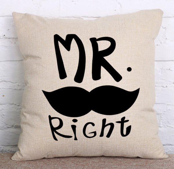 Cushion Cover SET Cotton Linen Throw Pillow,Mr.Right - LiYiFabrics