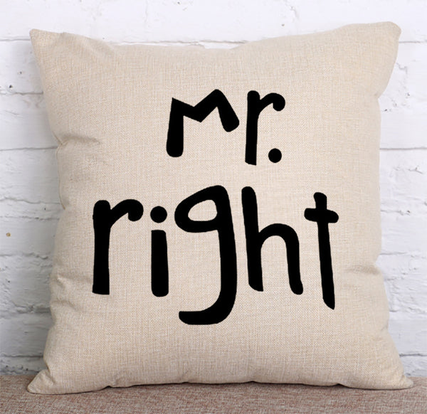 Cushion Cover SET Cotton Linen Throw Pillow,Mr.Right - LiYiFabrics