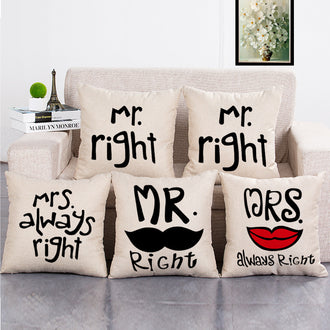 Cushion Cover SET Cotton Linen Throw Pillow,Mr.Right - LiYiFabrics