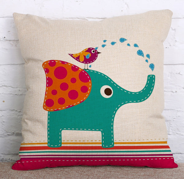 Cushion Cover SET Cotton Linen Throw Pillow,Elephont - LiYiFabrics