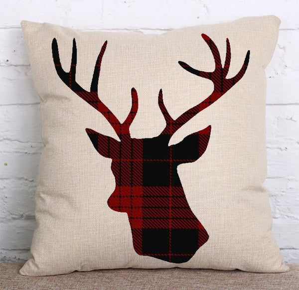 Cushion Cover SET Cotton Linen Throw Pillow, Painted Deers - LiYiFabrics