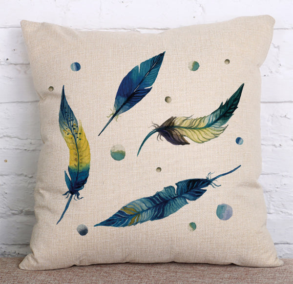 Cushion Cover SET Cotton Linen Throw Pillow,Feathers - LiYiFabrics