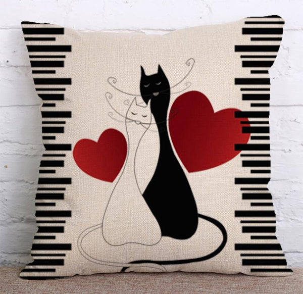 Cushion Cover SET Cotton Linen Throw Pillow,Black Cats style - LiYiFabrics