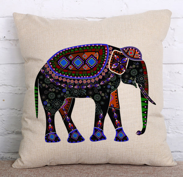 Cushion Cover SET Cotton Linen Throw Pillow,Elephont - LiYiFabrics