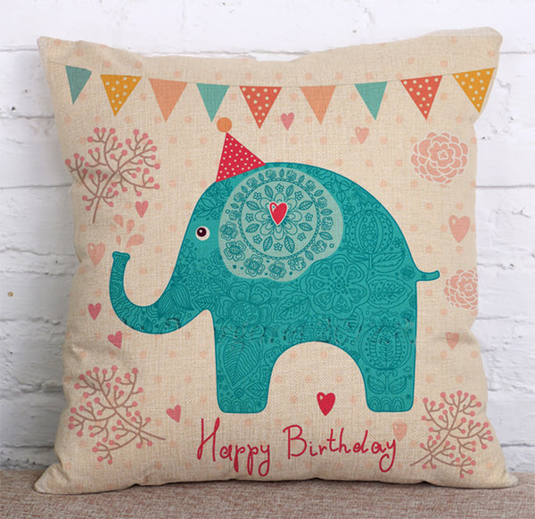 Cushion Cover SET Cotton Linen Throw Pillow,Elephont - LiYiFabrics