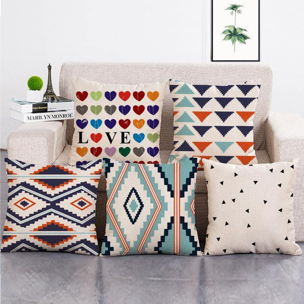 Cushion Cover SET Cotton Linen Throw Pillow, Abstract Painting design - LiYiFabrics