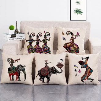 Style  Cushion Cover SET Cotton Linen Throw Pillow, Indian - LiYiFabrics