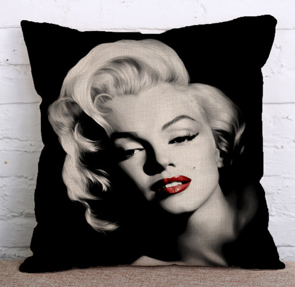 Cushion Cover SET Cotton Linen Throw Pillow,Marilyn Monroe Style - LiYiFabrics