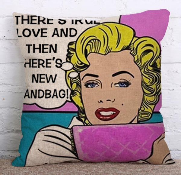 Cushion Cover SET Cotton Linen Throw Pillow,Marilyn Monroe design - LiYiFabrics