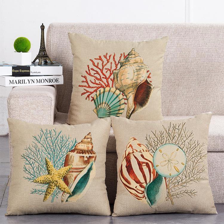 Cushion Cover SET Cotton Linen Throw Pillow,Sea Animals design - LiYiFabrics