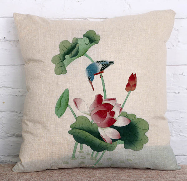 Cushion Cover SET Cotton Linen Throw Pillow,Lotus - LiYiFabrics