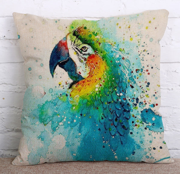 Cushion Cover SET Cotton Linen Throw Pillow,Painting Birds - LiYiFabrics
