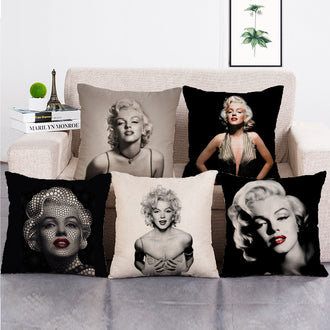 Cushion Cover SET Cotton Linen Throw Pillow,Marilyn Monroe Style - LiYiFabrics
