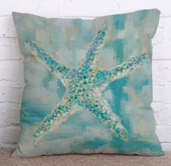 Cushion Cover SET Cotton Linen Throw Pillow,Sea Stars - LiYiFabrics