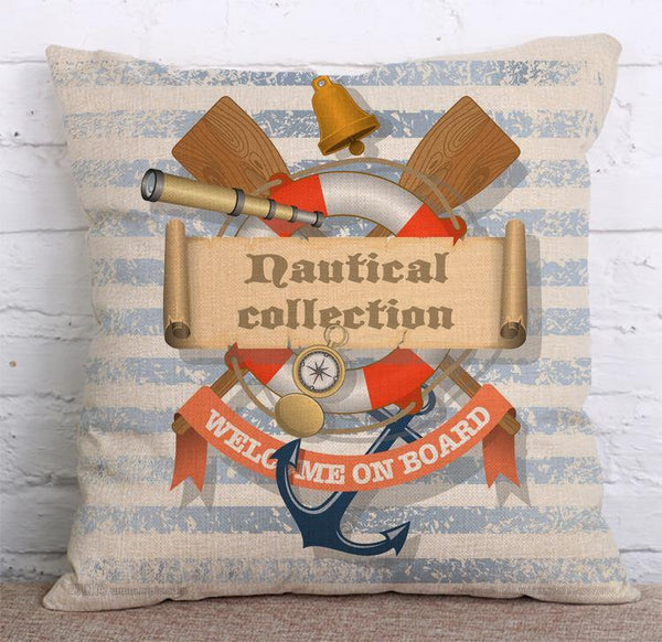 Cushion Cover SET Cotton Linen Throw Pillow, Anchor design - LiYiFabrics