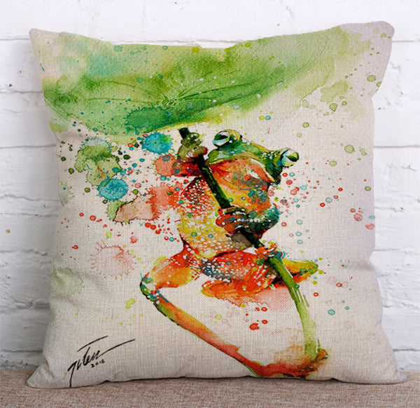 Cushion Cover SET Cotton Linen Throw Pillow,Painting Birds - LiYiFabrics