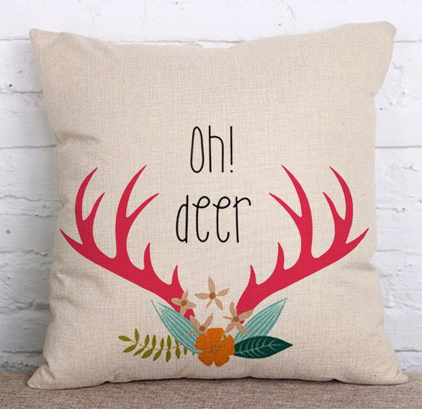 Cushion Cover SET Cotton Linen Throw Pillow, Deers - LiYiFabrics