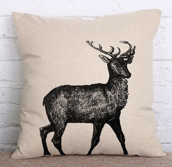 Cushion Cover SET Cotton Linen Throw Pillow, Deers - LiYiFabrics