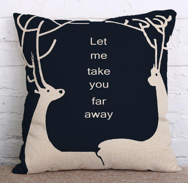 Cushion Cover SET Cotton Linen Throw Pillow, Deers - LiYiFabrics