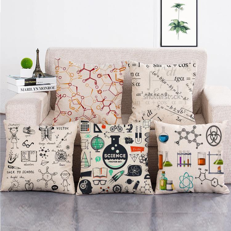 Cushion Cover SET Cotton Linen Throw Pillow, Formulas - LiYiFabrics