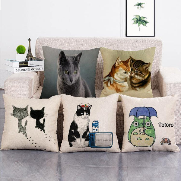 Cushion Cover SET Cotton Linen Throw Pillow, Animals design - LiYiFabrics