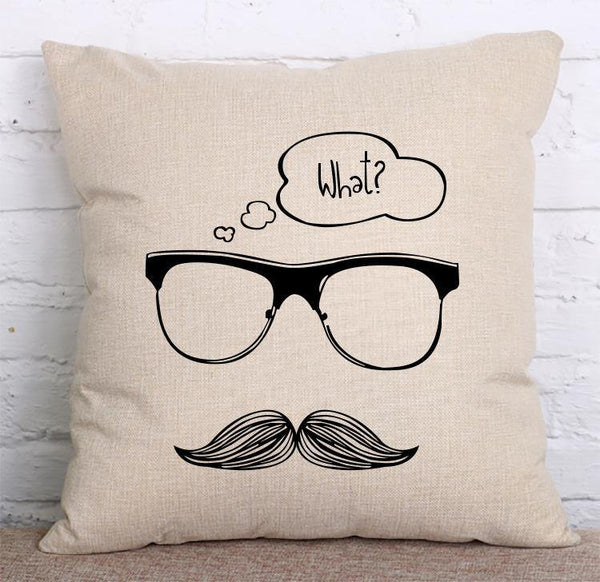 Cushion Cover SET Cotton Linen Throw Pillow, I Love Beard style - LiYiFabrics