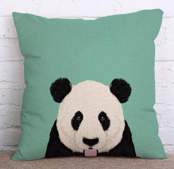 Cushion Cover SET Cotton Linen Throw Pillow, Pandas - LiYiFabrics