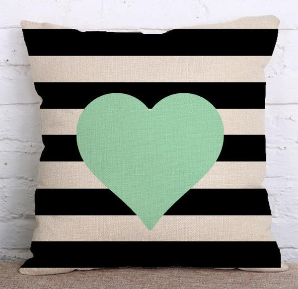 Cushion Cover SET Cotton Linen Throw Pillow, Heart Style - LiYiFabrics