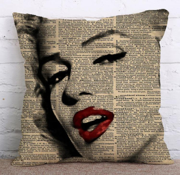 Cushion Cover SET Cotton Linen Throw Pillow,Marilyn Monroe design - LiYiFabrics