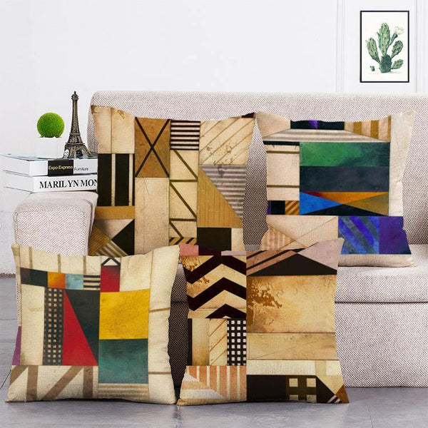 Cushion Cover SET Cotton Linen Throw Pillow,Abstract Painting design - LiYiFabrics