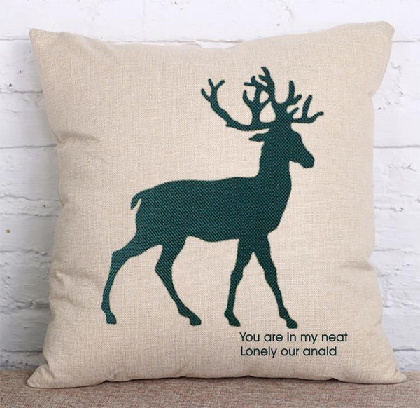 Cushion Cover SET Cotton Linen Throw Pillow,deers painted - LiYiFabrics