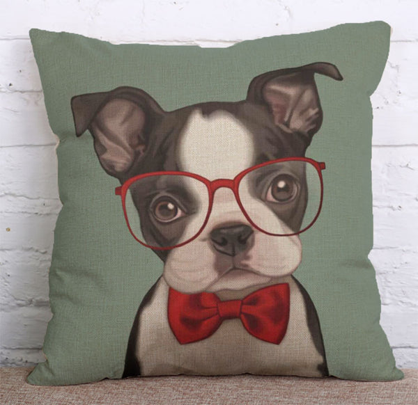 Cushion Cover SET Cotton Linen Throw Pillow,Doggy - LiYiFabrics