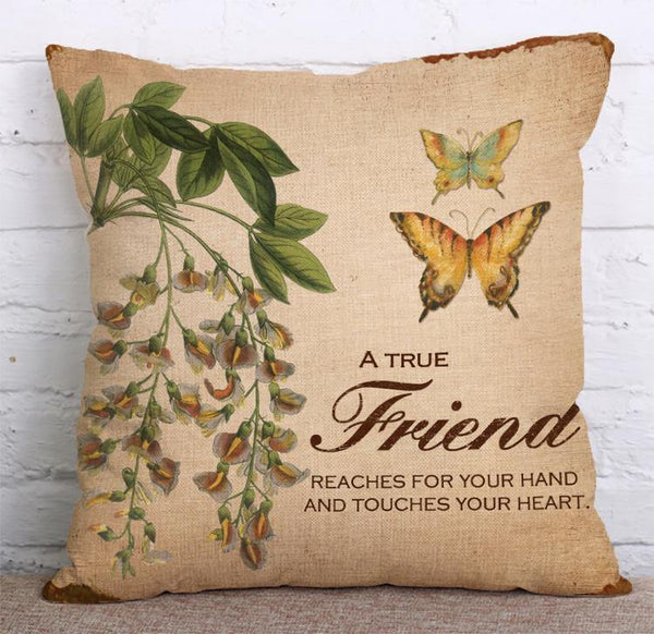 Cushion Cover SET Cotton Linen Throw Pillow, Butterfly style - LiYiFabrics