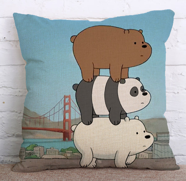 Cushion Cover SET Cotton Linen Throw Pillow, Pandas - LiYiFabrics