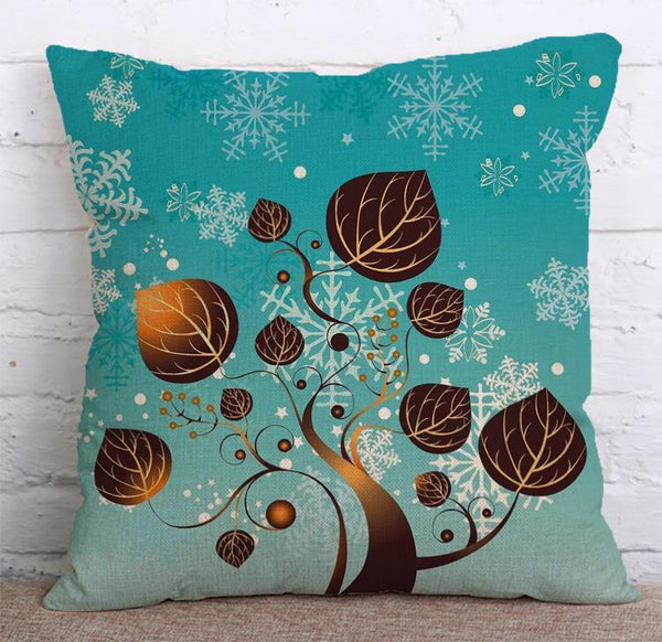 Cushion Cover SET Cotton Linen Throw Pillow, Painted Trees - LiYiFabrics