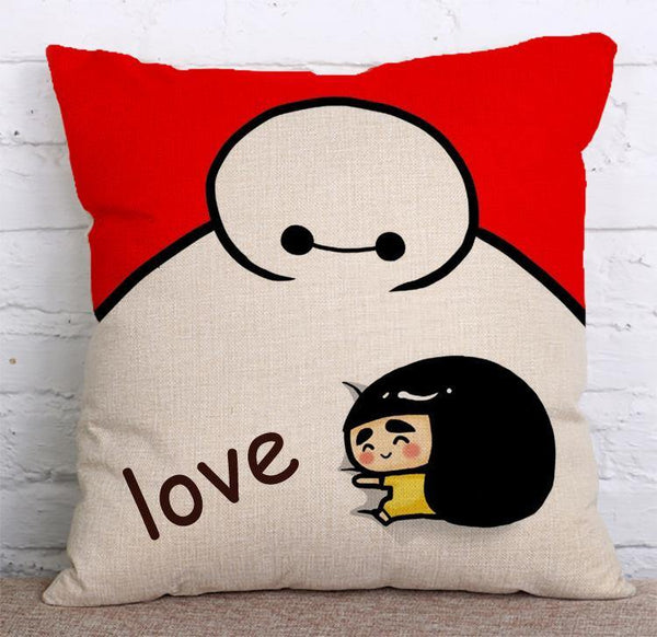 Cushion Cover SET Cotton Linen Throw Pillow, Baymax style - LiYiFabrics