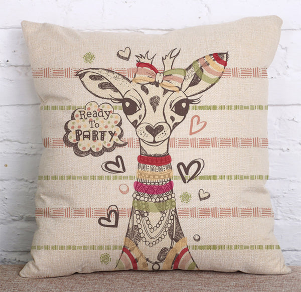 Cushion Cover SET Cotton Linen Throw Pillow,Lovely Deers - LiYiFabrics