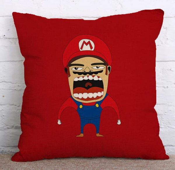 Cushion Cover SET Cotton Linen Throw Pillow, Crazy Super Hero - LiYiFabrics