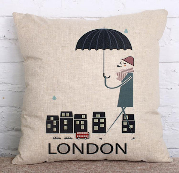 Cushion Cover SET Cotton Linen Throw Pillow, NewYork design - LiYiFabrics
