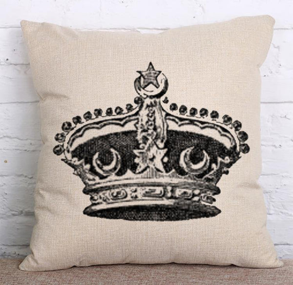 Cushion Cover SET Cotton Linen Throw Pillow,Crown style - LiYiFabrics