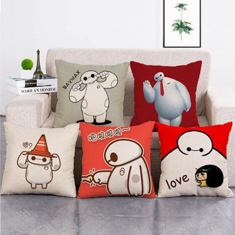 Cushion Cover SET Cotton Linen Throw Pillow, Baymax style - LiYiFabrics