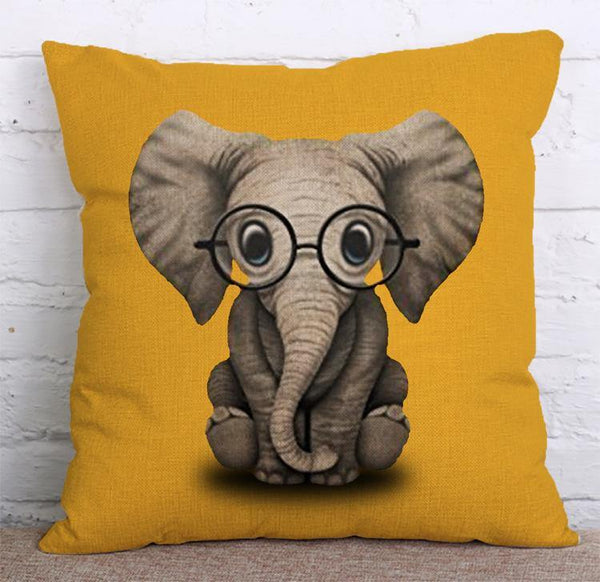 Cushion Cover SET Cotton Linen Throw Pillow, Elephonts - LiYiFabrics