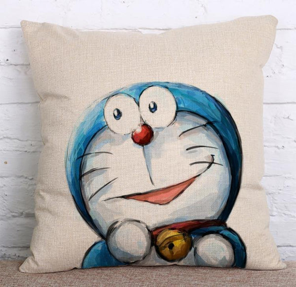 Cushion Cover SET Cotton Linen Throw Pillow, Doraemon - LiYiFabrics