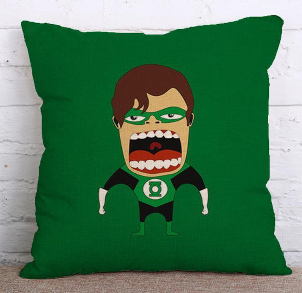 Cushion Cover SET Cotton Linen Throw Pillow, Crazy Super Hero - LiYiFabrics