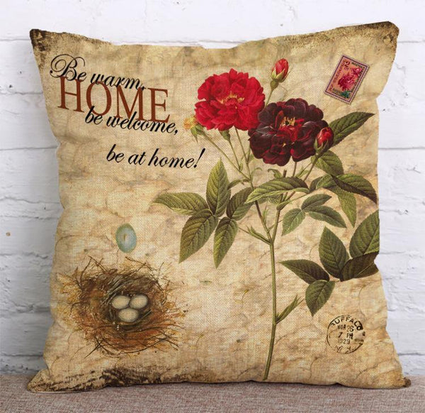 Cushion Cover SET Cotton Linen Throw Pillow, Butterfly style - LiYiFabrics